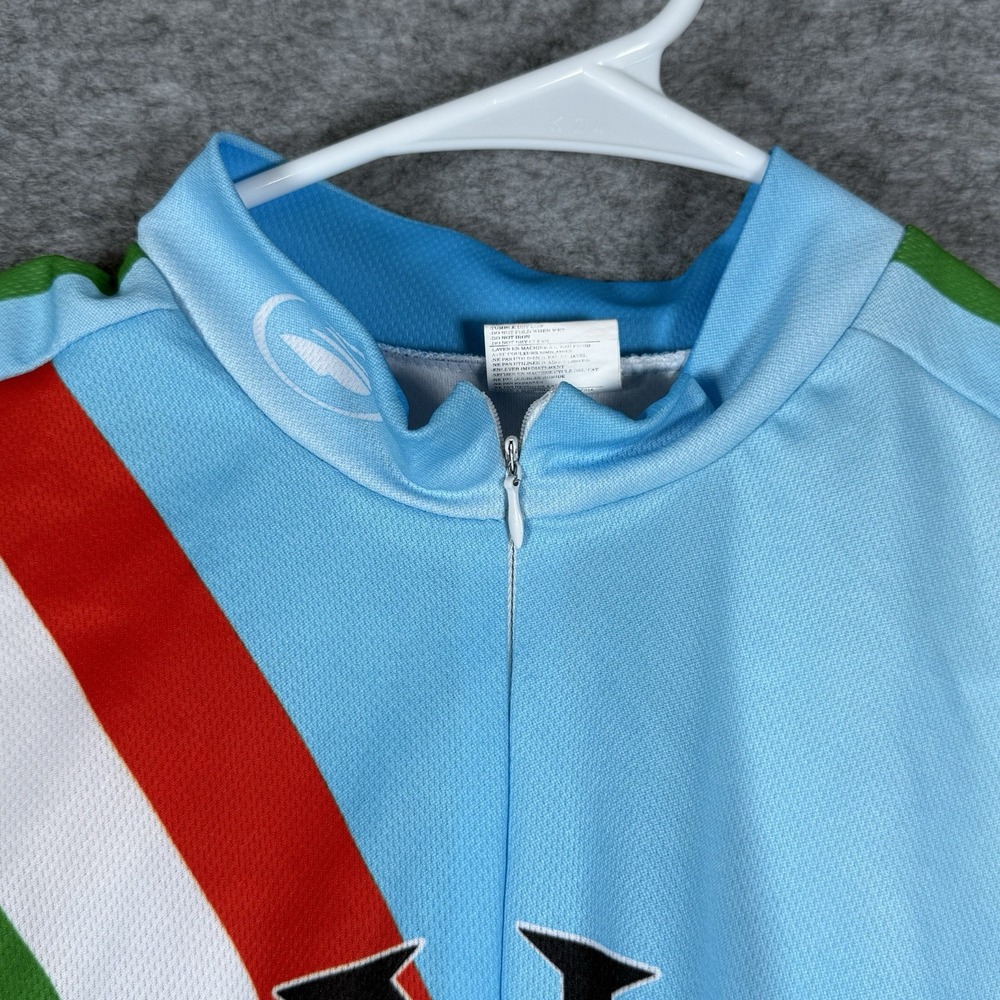 Italia Cycling Jersey Mens L Back Pockets Polyester Blue Italy Flag Print - Picture 8 of 16